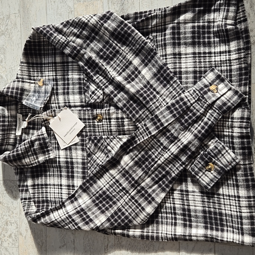 NWT Beachlunchlounge Shacket Shirt Jacket Size XS Small Flannel - Picture 9 of 10